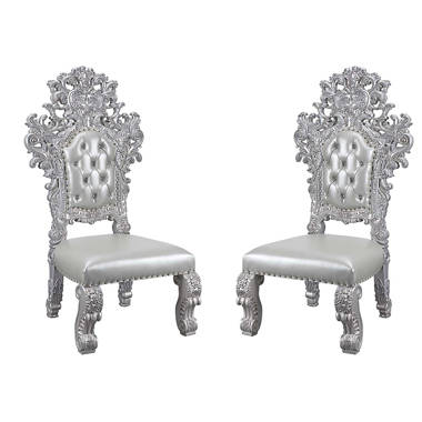 Acme Valkyrie Side Chair Set Of 2 In Light Gold And Gray Finish