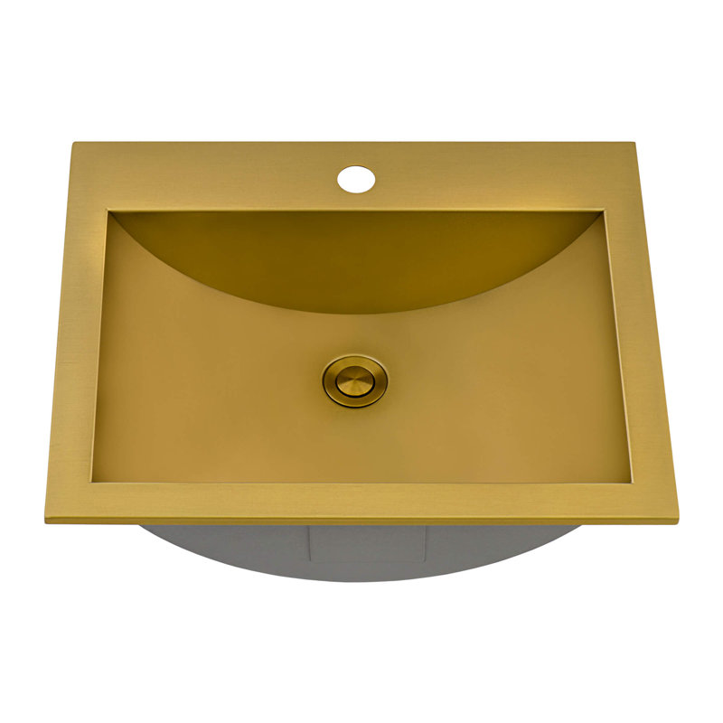 Ruvati 21 x 17 inch Drop-in Topmount Bathroom Sink Stainless Steel, Gold