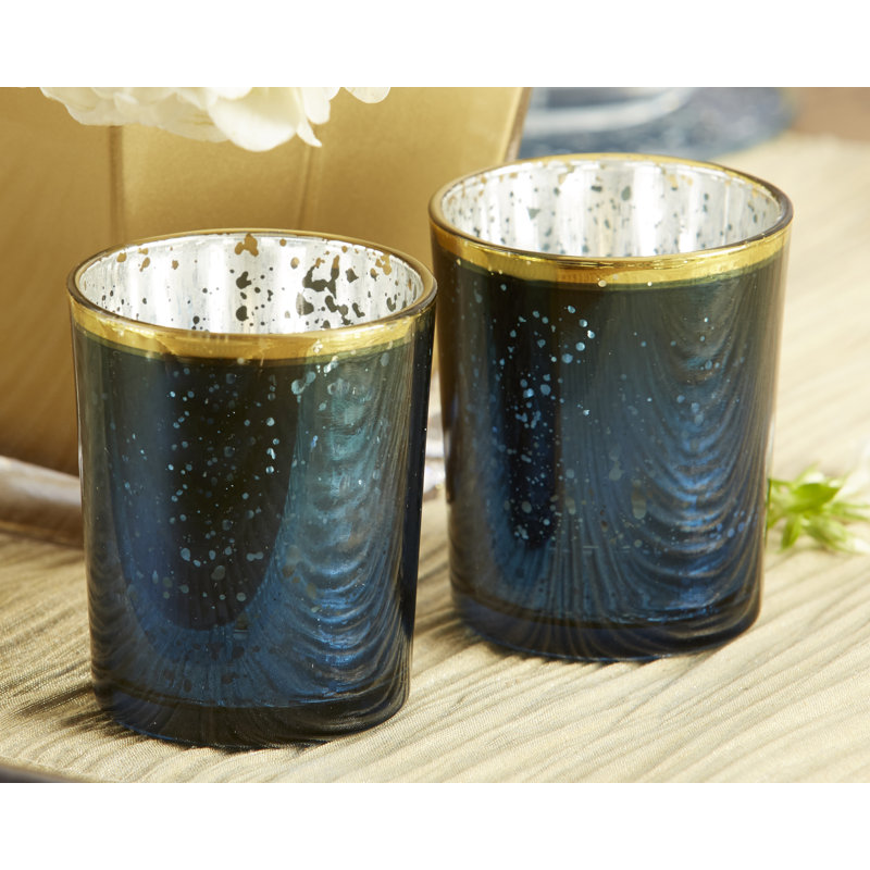 4 Piece Mercury Glass Tabletop Votive Holder Set