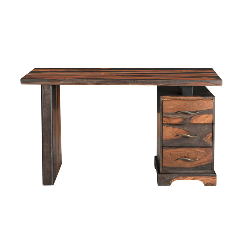 Bureau d'écriture en bois massif 54 "à trois tiroirs Brown