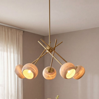 Ashen 5-Light Chandelier in Warm Brass