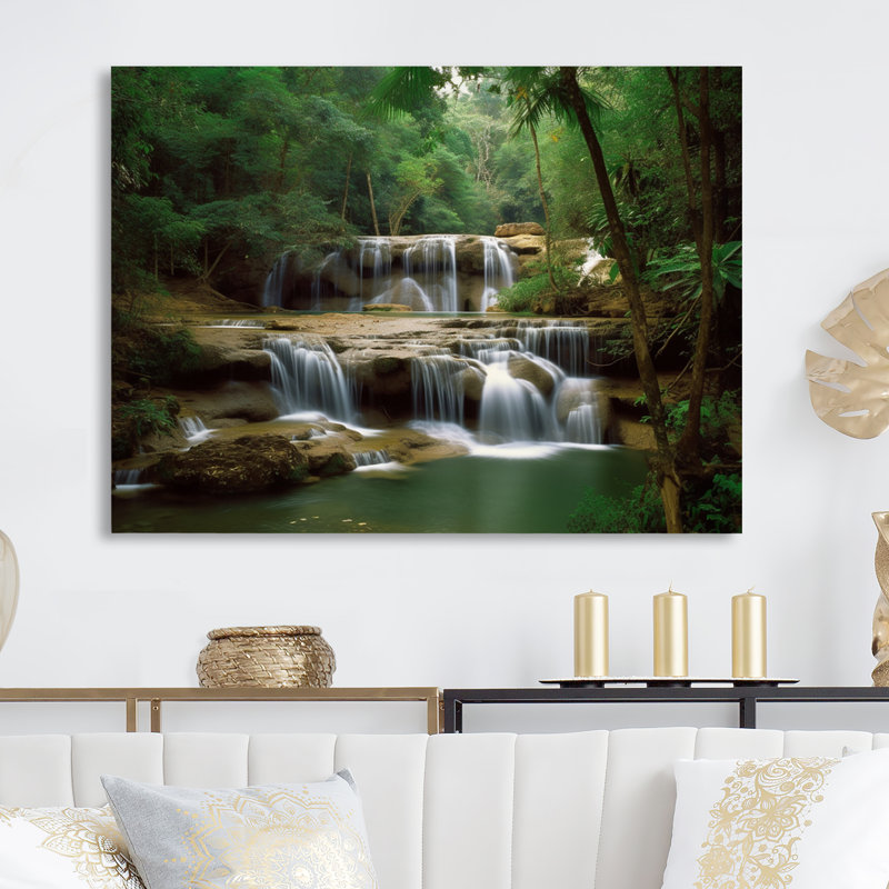 Chute d'eau en Thaïlande I - impression sans cadre sur métal, H 12 po x l 20 po x P 1 po