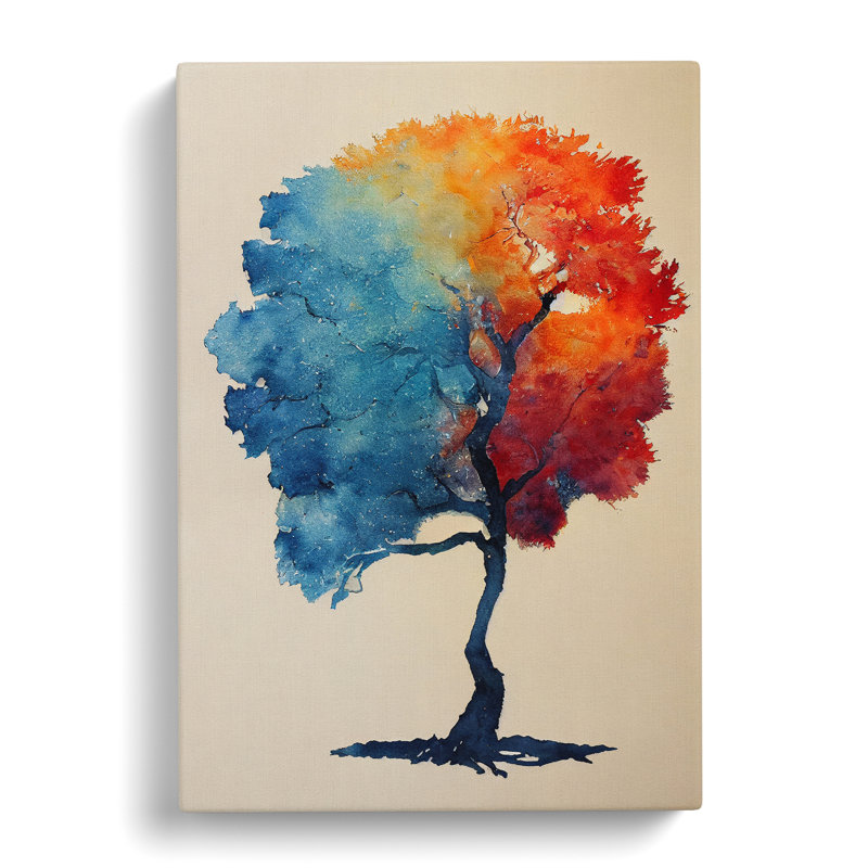 Watercolour Tree No.4 - Wrapped Canvas, 50cm H x 35cm W x 3cm D