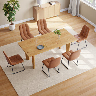 Table de salle à manger extensible 7 pièces pour 6-8, table de cuisine moderne en bois Table rectangulaire pour salle à manger, salon