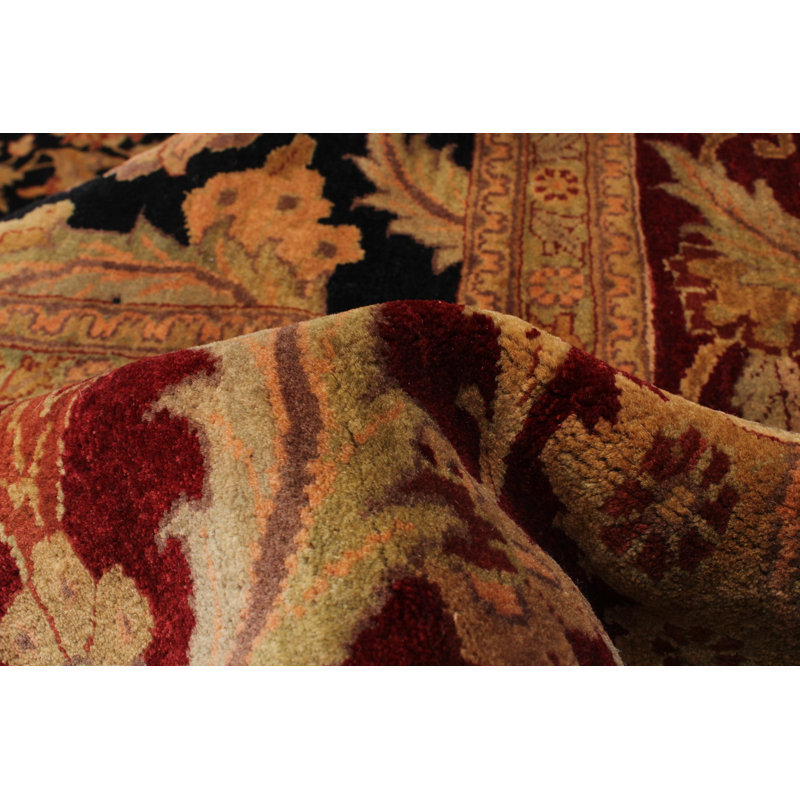 Tapis unique en laine noué à la main 10 pi x 13 pi 4 po nouvel âge Fellsburg - rouge / brun / brun clair