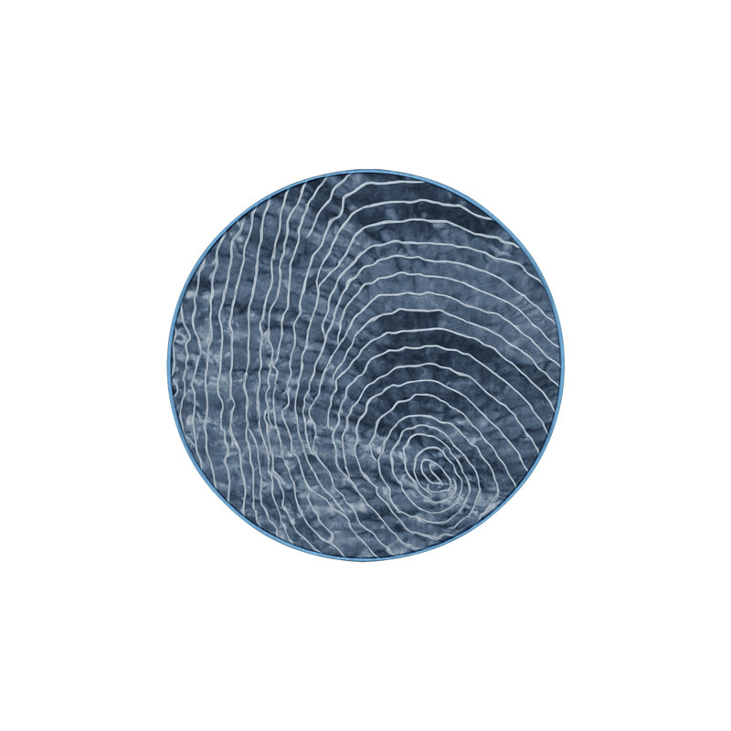 Machine Washable Blue Area Rug, Round 5'