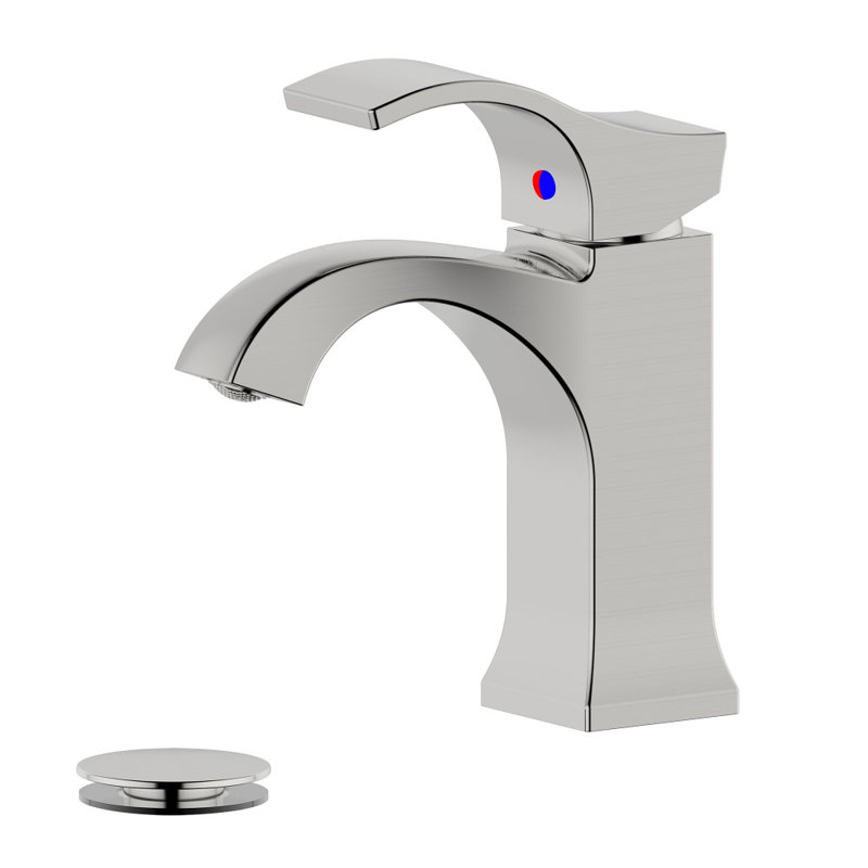 Konya Single-Hole Single-handle Bathroom Faucet with Drain Assembly, Brushed Nickel