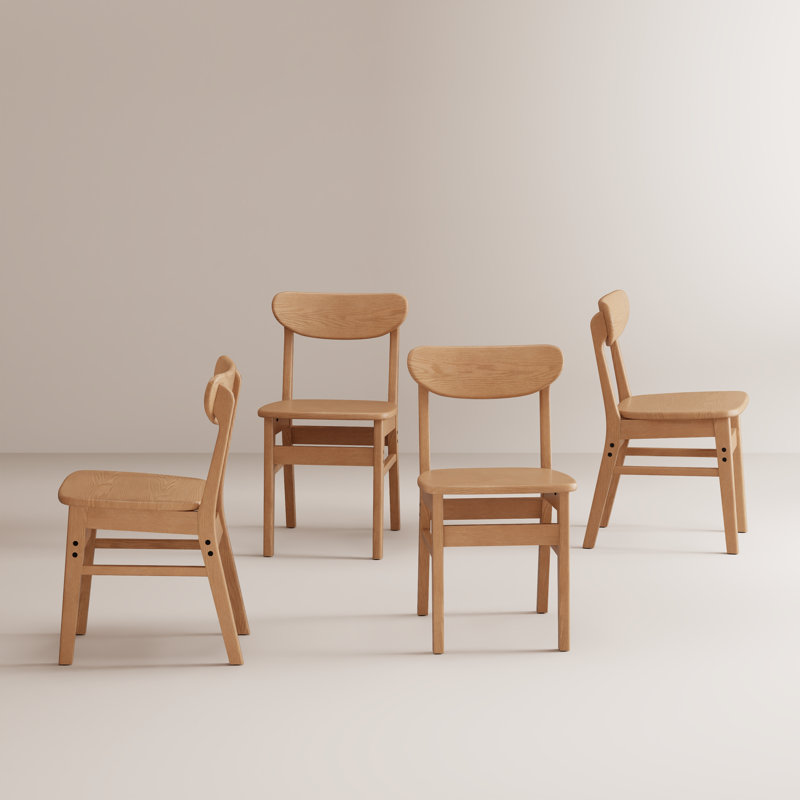 Chaise de salle à manger en bois massif avec dossier incurvé - Design minimaliste moderne pour la cuisine, la salle à manger et les espaces d'étude