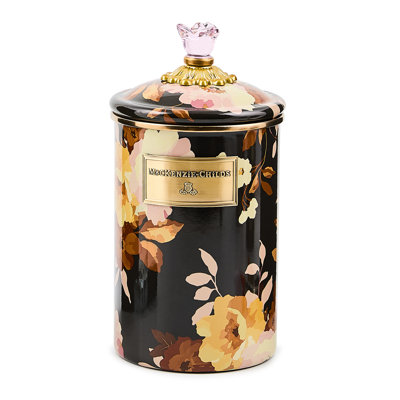 Mocha Check Wild Rose Brown Large Canister
