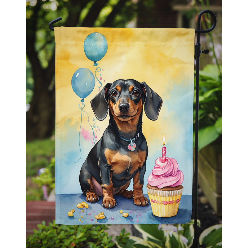 Drapeau de jardin «Happy Birthday», Teckel
