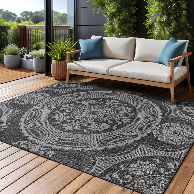 Tapis intérieur / extérieur gris Waikiki Noosa, Rectangle 8 pi x 10 pi