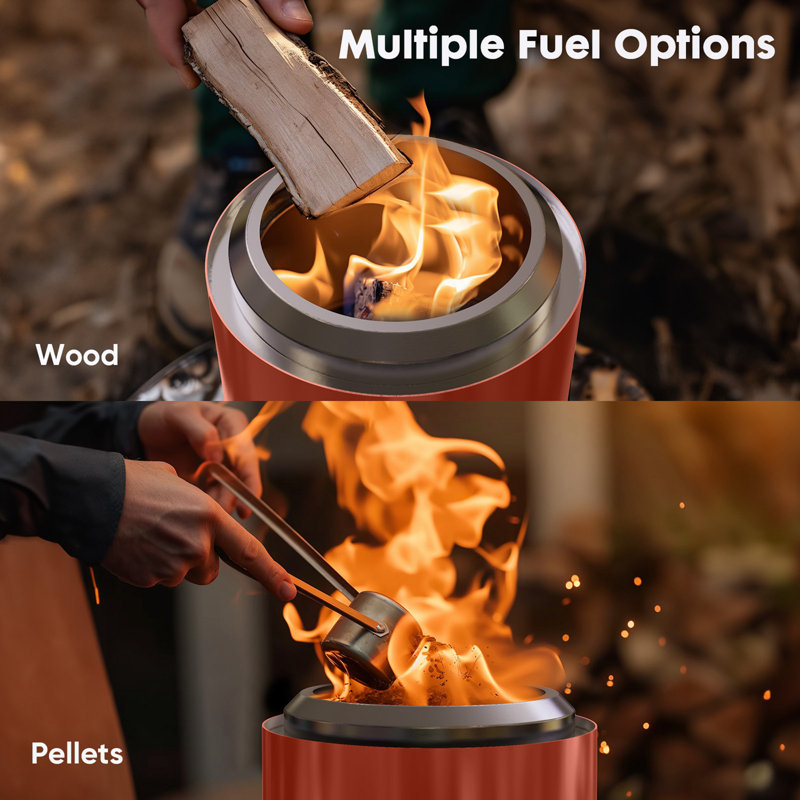 Mini Stainless Steel frame Tabletop Firepit, Red