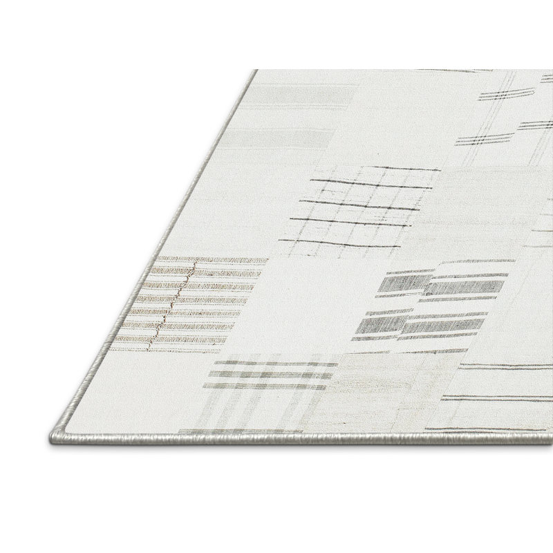 Tapis abstrait crème / gris, Rectangle 5 pi x 7 pi