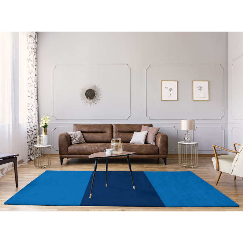 Tapis à rayures bleu/bleu marine, Rectangle 8 pi x 10 pi