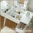 Vanity Desk Set with LED Lighted Mirror & Power Outlet,Flip Top Makeup Vanity Table with Drawers & Cabinet,for Bedroom,Bathroom