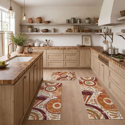 Geometric Floral Non-Slip Washable Kitchen Mats