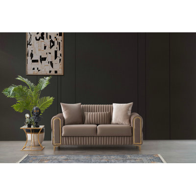 Causeuse convertible en tissu de velours moderne et moderne en taupe