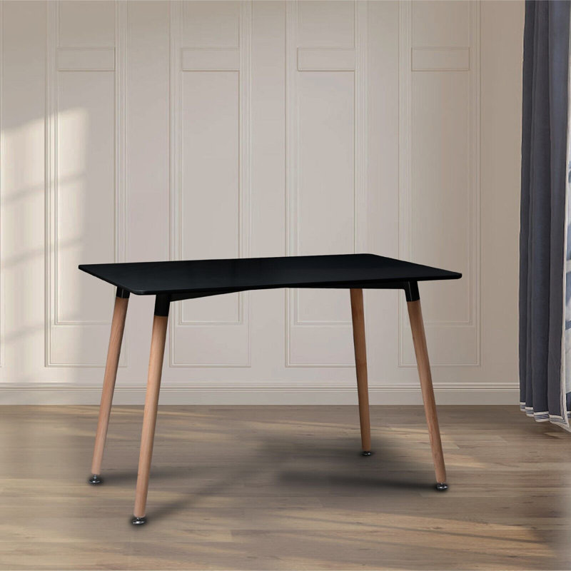 Waris Beech Solid Wood Dining Table, Black