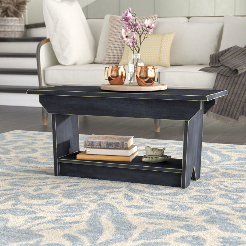 Brexlyn Solid Wood Single Coffee Table, Old Black