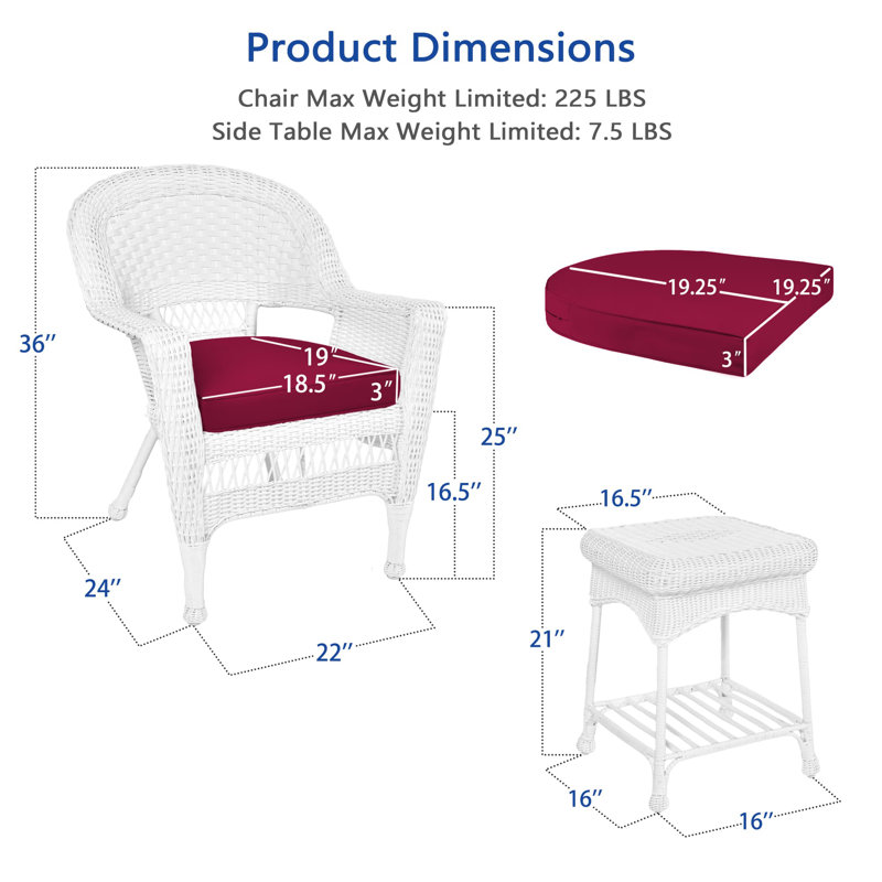 Byxbee 2 - Person Patio Conversation Set with Cushions, White, Red