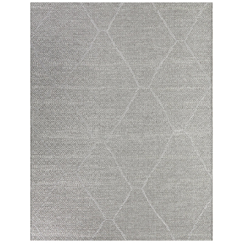 Tapis d'intérieur / extérieur gris Yockey, Rectangle 5 pi 3 po x 7 pi