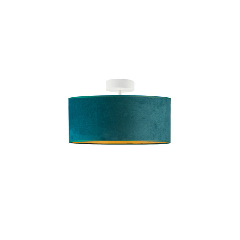 Vannatter Fabric Semi Flush Mount, White, Bottle Green/Gold