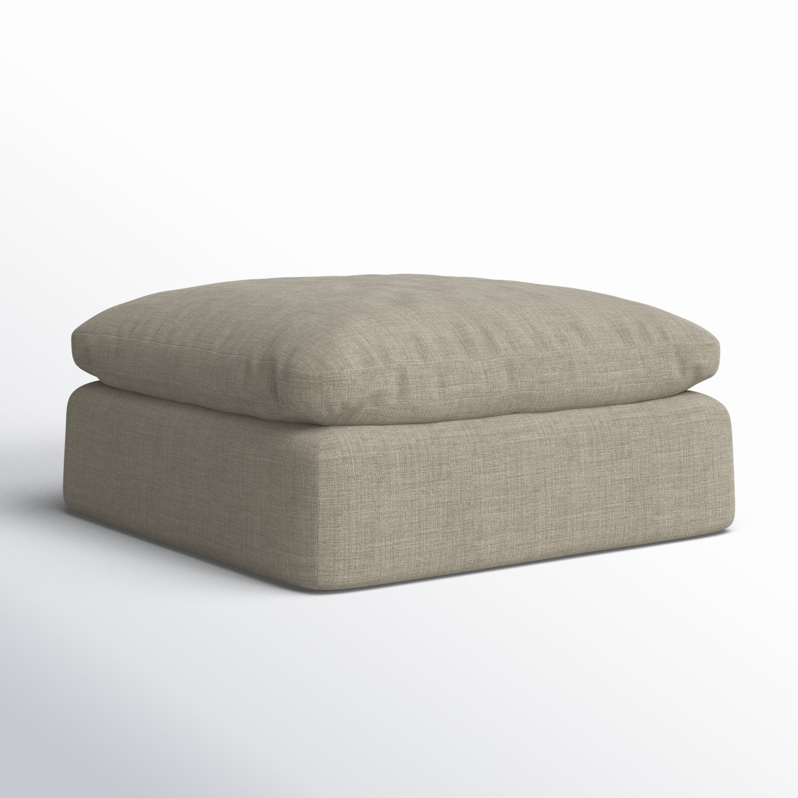 Asher 43" Linen Upholstered Ottoman, Effie Flax Performance Linen