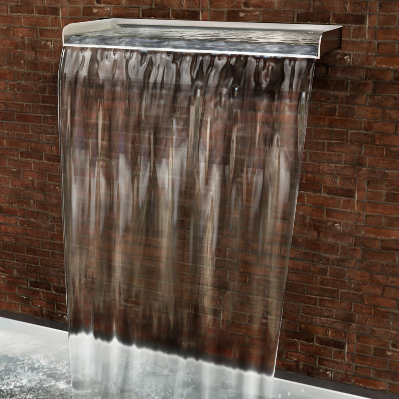 Fontaine de jardin en acier inoxydable avec cascade, 3.1" H x 59.1" W 4.5" D