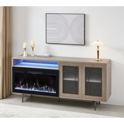 72.8" W Modern Media Console with Electric Fireplace | TV Stand for Up to 75" TVs | Storage Sideboard Cabinet