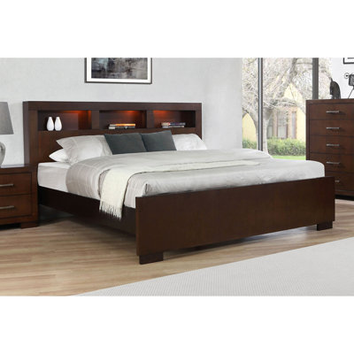 Cappuccino Queen Bed with Bookcase Headboard