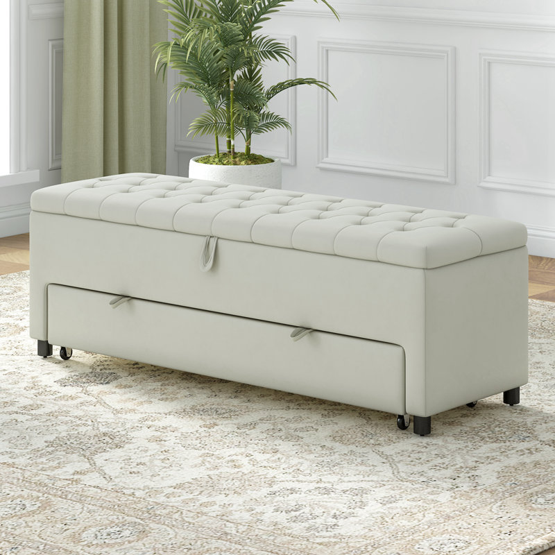Banc de rangement Phylecia, 100% Polyester Beige