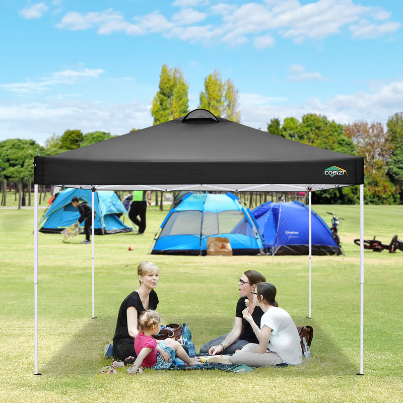 10 Ft. W X 10 Ft. D Steel Pop-Up Waterproof Canopy Tent Ez Outdoor Patio Market Backyard Canopy, Black