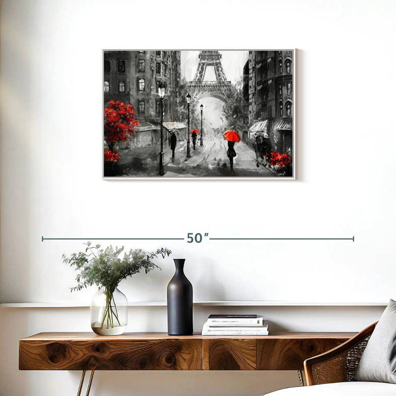 Paris, jour de pluie, Cadre flottant blanc, 31 po x 21 po