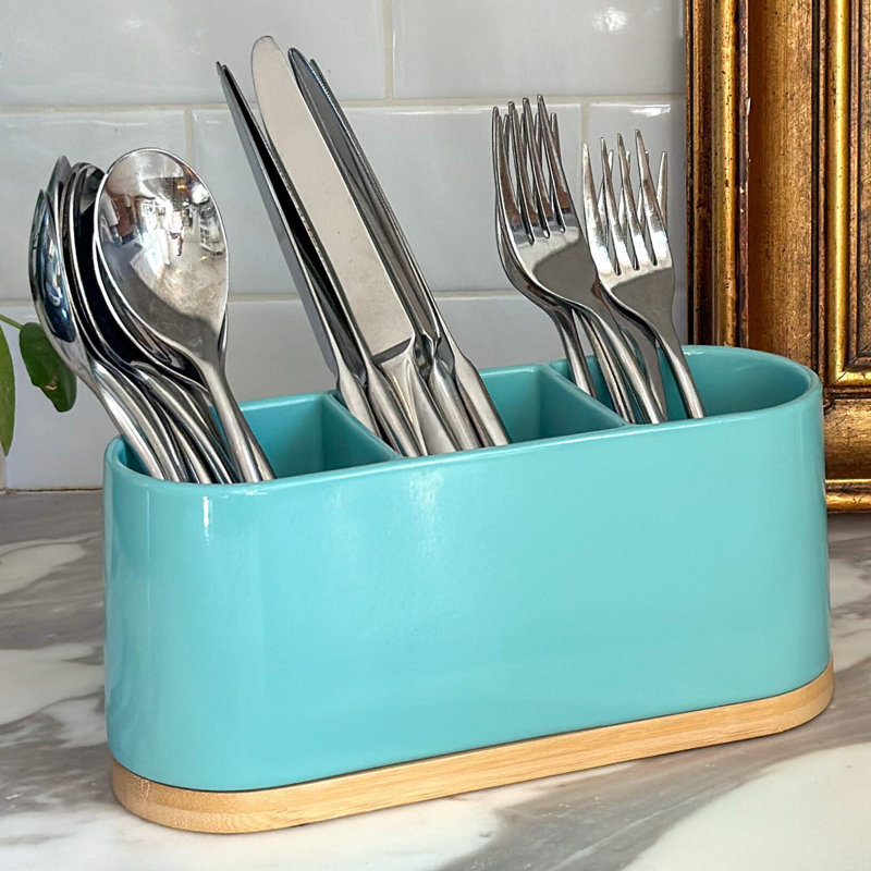 Porte-ustensiles de comptoir turquoise