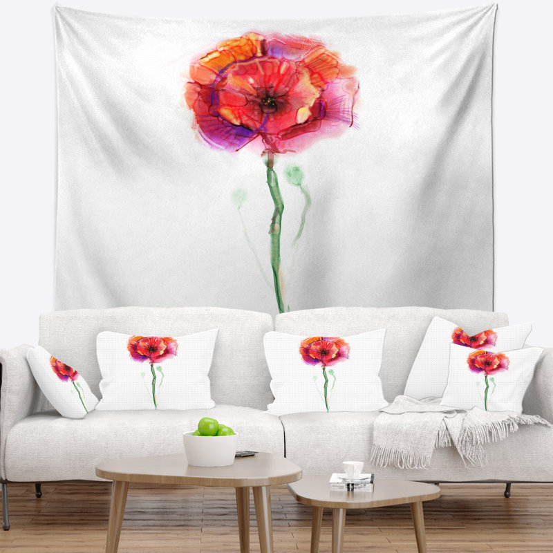 Tapisserie fleur isolée fleurie en pleine fleur, H 50 po x l 60 po