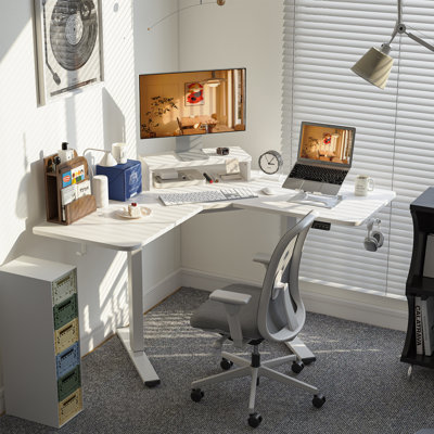 Bureau pour travailler debout en forme de L à hauteur réglable de 48 po