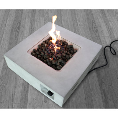 Table de foyer d'extérieur en béton renforcé de fibres avec 40000 - propane / gaz naturel, gris, rouille et chaleur, jardin extérieur, 30 x 30 x 11 po, gaz de 59 lb, béton gris, moderne pour