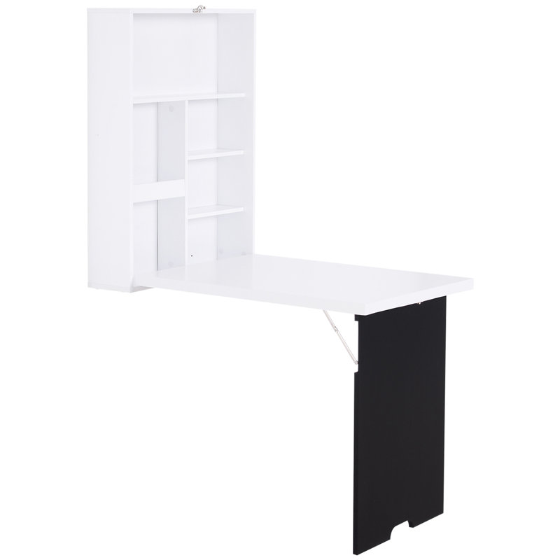 Bureau de travail mural, bureau compact pour petits espaces, table d'ordinateur avec tablette de rangement, bureau d'étude pliable