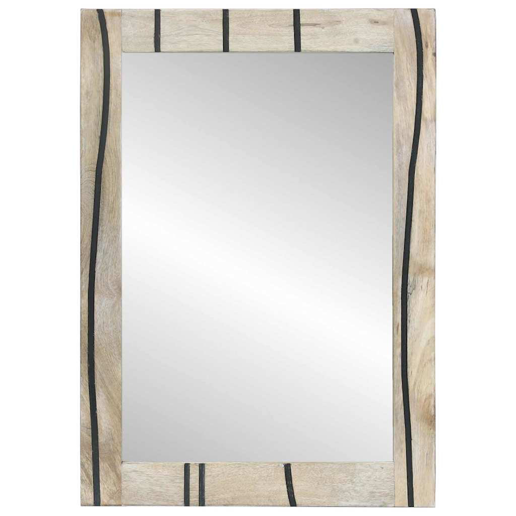 vidaXL Bathroom Mirror with Mirror Glass and Solid Mango wood Decor Reflective