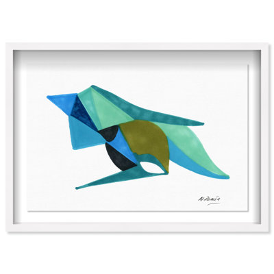 Manuel Roman - Azules y Aquas Shadowbox Abstract Print by Oliver Gal, Black Frame, 15 x 10