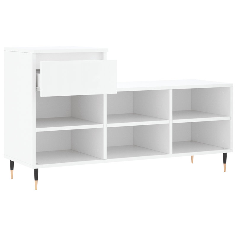 6 Pair Shoe Storage Cabinet, White