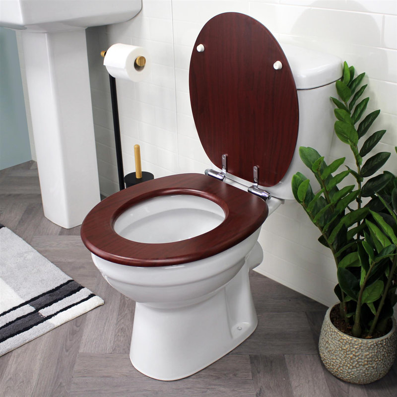 Sellman Soft Close Round Standard Toilet Seat, Mahognay