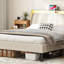 Luxurious Platform Bed Frame With Upholstered Headboard And Wooden Slats Support, Offering Unparalleled Comfort And Style.-49475886