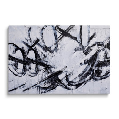 Tableau abstrait à l'huile sur toile en noir et blanc, œuvre d'art murale moderne et contemporaine pour salon, chambre et bureau à domicile