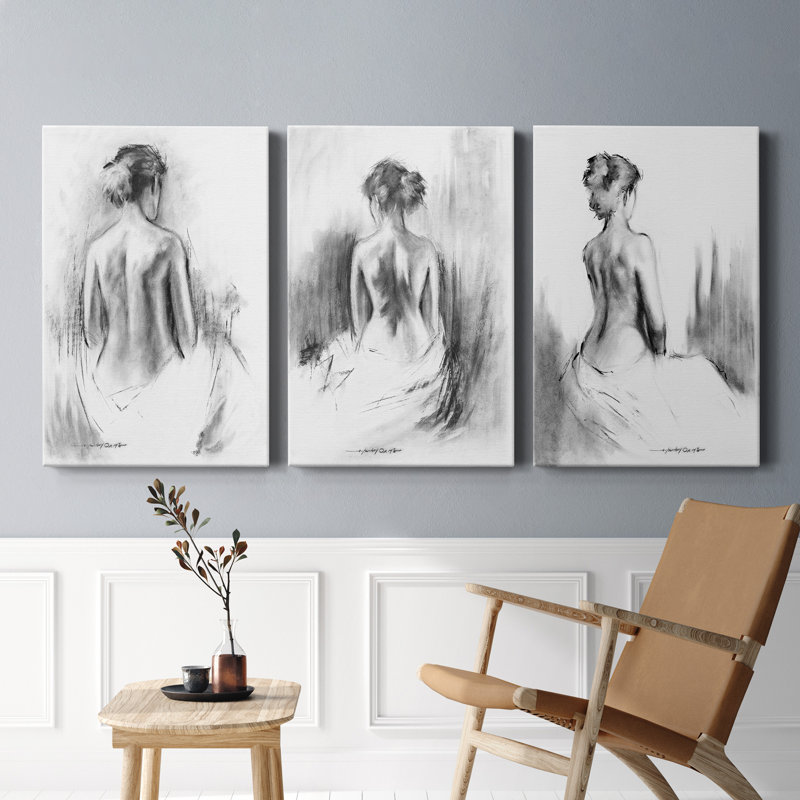 «Soft Silhouette I», ensemble de 3 reproductions sur toiles tendues, H 18 po x l 36 po x P 1 po