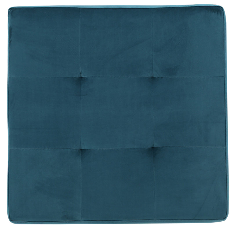 Repose-pieds rembourré avec dessus capitonné Teejay, Mélange de polyester bleu sarcelle foncé