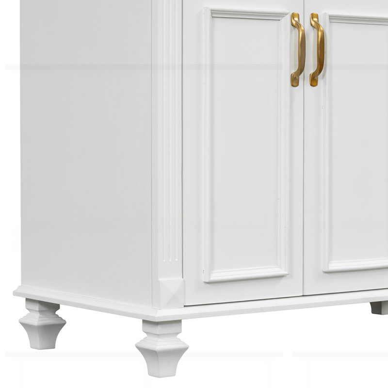 Meuble-lavabo 36 po avec lavabo, Blanc, Doré