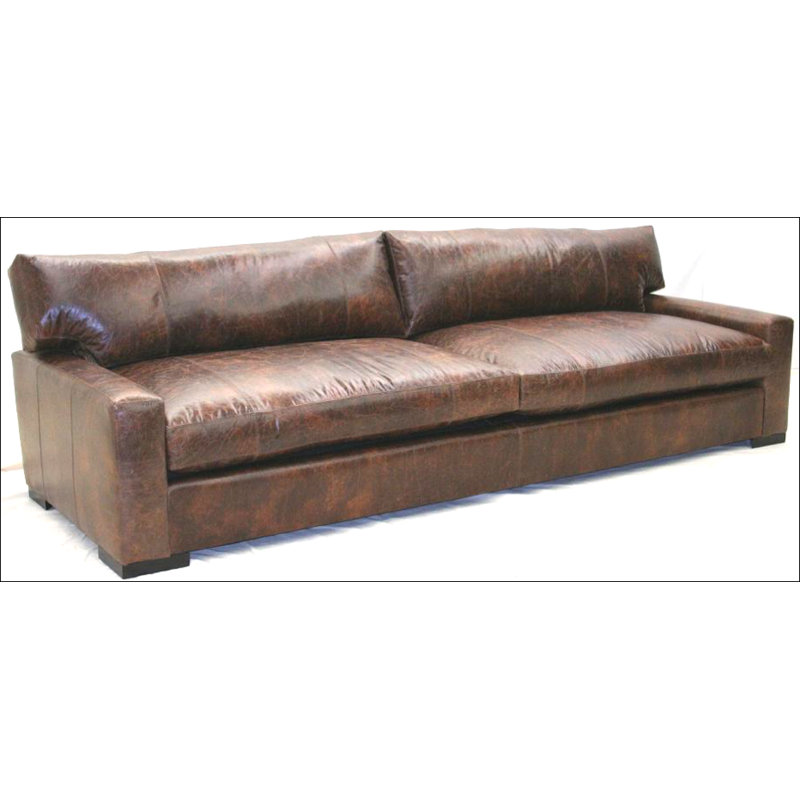 Leather Sofa, Wiley Coyote Smoke, French Ivory