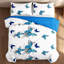 Ensemble de couvre-lit réversible 3 pièces en microfibre bleu royal à motif papillon avec 2 taies d'oreiller-129359467