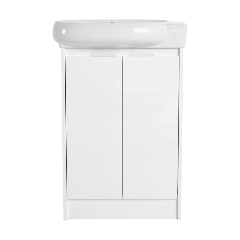 Freestanding Bathroom Vanity with Sink, Soft Close Doors, Glossy White